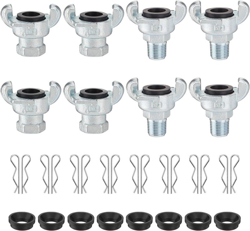 Venussar 8PCS 1/2'' NPT Iron Air Hose Fitting, Universal Coupling Chicago Fitting 1/2'' for Male End, Female End - Image 1